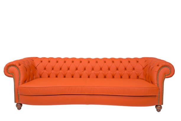 sofá moderno aislado sobre fondo blanco - cushion pillow textile luxury fotografías e imágenes de stock