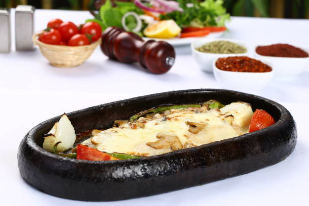 istock Mushrooms stuffed with cheese on stew 843217700
