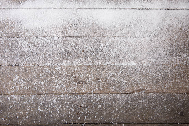 istock Old wood texture with snow christmas background 843218192