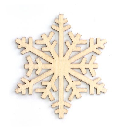 Wood snowflake icon isolated on white background