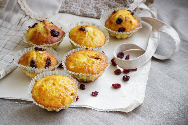 istock Homemade muffins with raisins on the burlap cloth 843222034