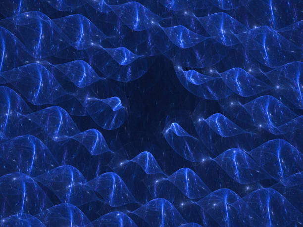 azul las brillantes ondas gravitacionales en el espacio - onda gravitacional fotografías e imágenes de stock