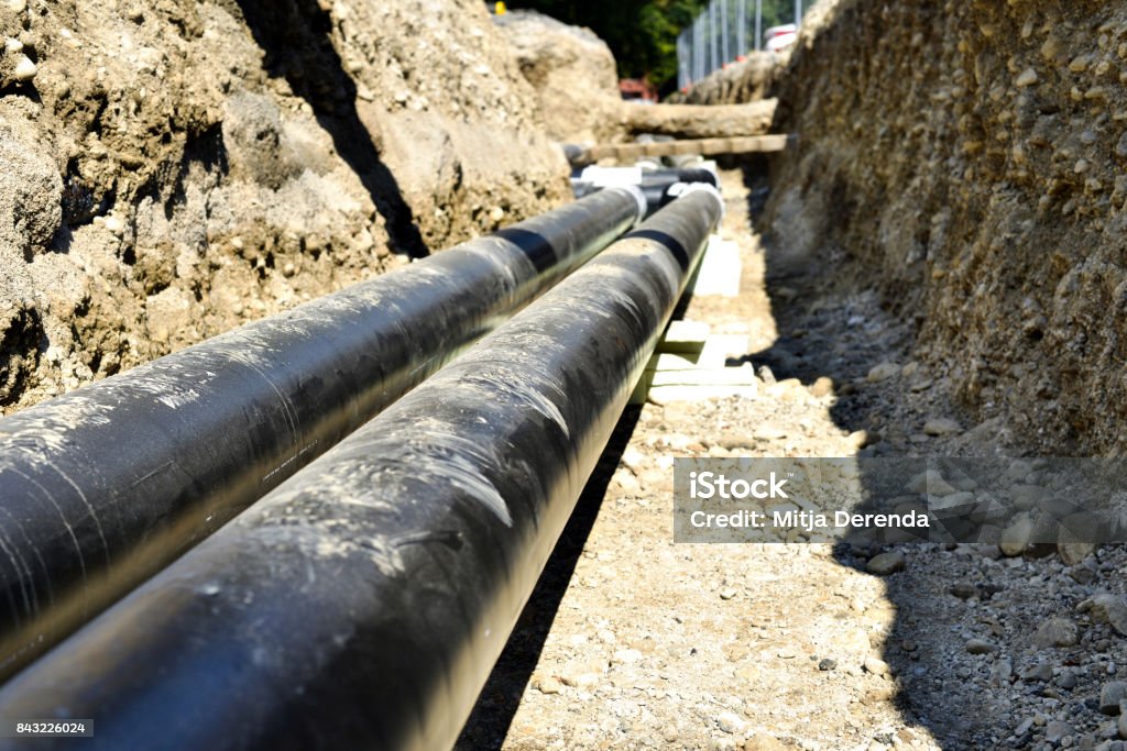 Hot water pipes Steel pipes for hot water Order Stock Photo