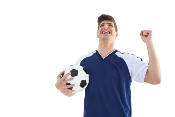 istock Football player in blue celebrating 843226100