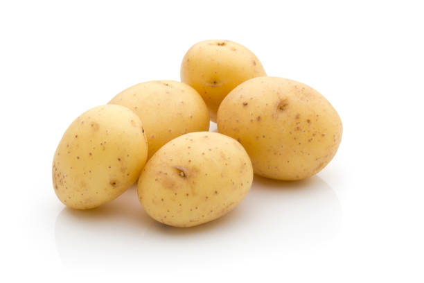 istock Potatoes on the white background.  New harvest. 843226402