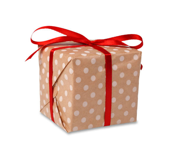 istock Christmas holiday wrapped gift box isolated on white 843230610