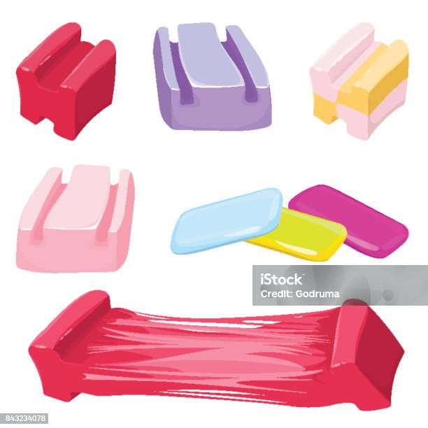 Set Of Colorful Bubble Gum Candies Vector Illustration Isolated Stock Illustration - Download Image Now