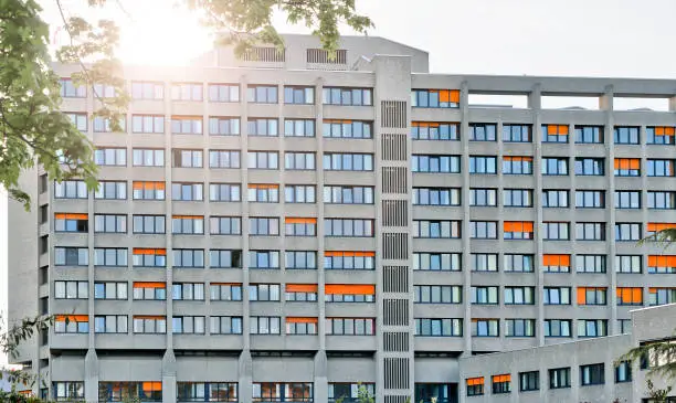 sunset behind the Urban hospital in Berlin