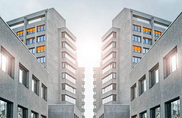 sunset behind the Urban hospital in Berlin