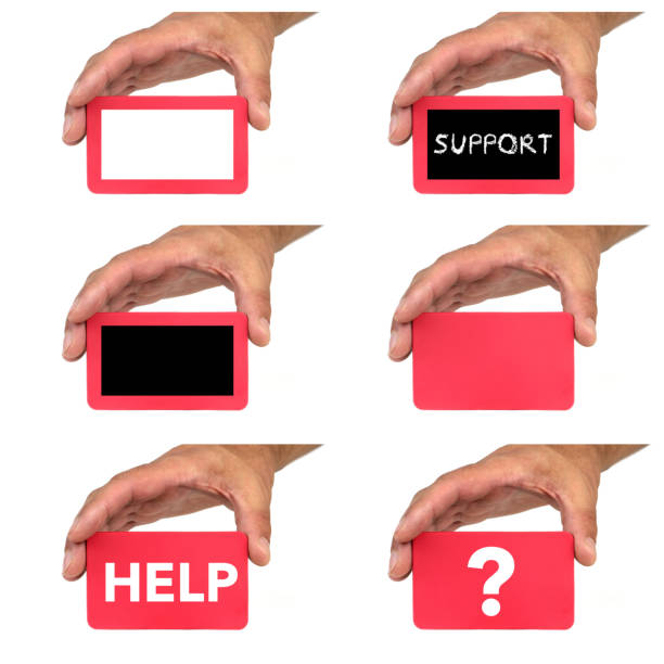 istock Hands holding and showing red blank cards and text messages 843241898