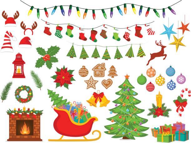 メリー クリスマスと幸せな新年、季節、冬のクリスマスの装飾アイテム - holly christmas silhouette berry点のイラスト素材／クリップアート素材／マンガ素材／アイコン素材