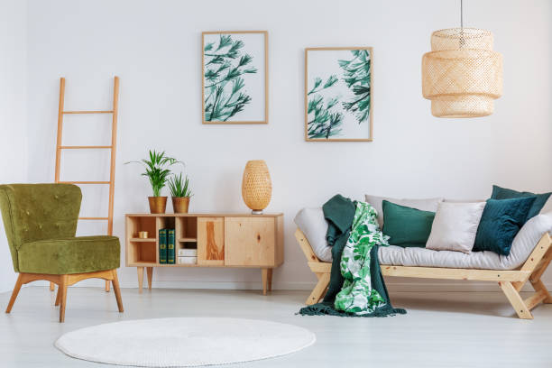 istock Living room with creative lamp 843242422