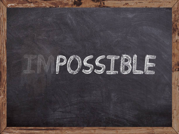 istock Impossible erase in possible writed on a blackboard with wooden frame 843242504
