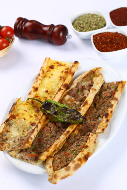 istock Traditional turkish food minced pide 843245070