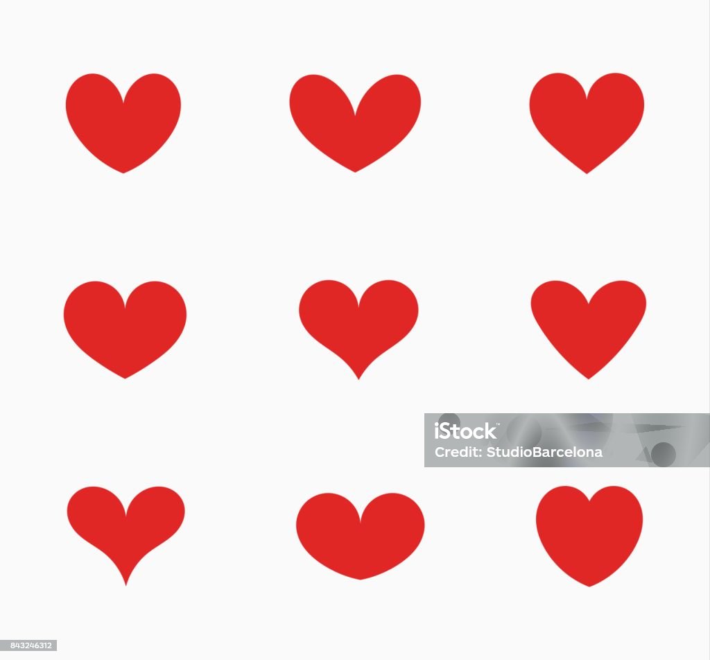 Set of red hearts icons Set of red hearts icons. Vector illustration Abstract stock vector