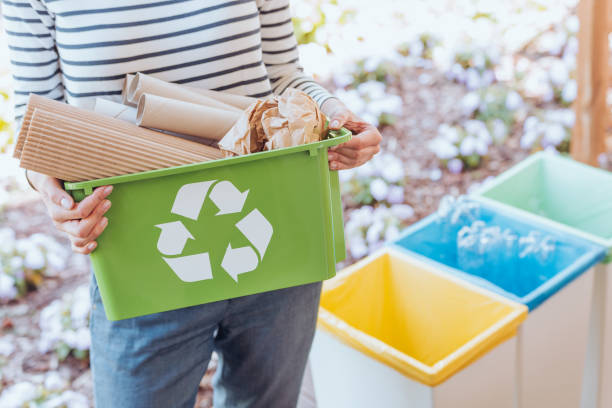 aktywista sortujący odpady papierowe - environmental conservation green environment recycling zdjęcia i obrazy z banku zdjęć