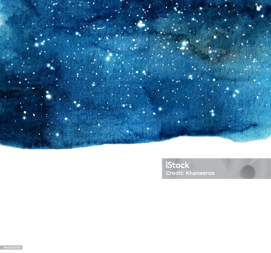 Watercolor night sky background with stars. cosmic layout with space for text. Night stock illustration