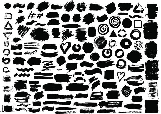 ilustrações de stock, clip art, desenhos animados e ícones de hand drawn abstract grunge paint dry brush ink watercolor marker strokes - spiral circle paint splashing