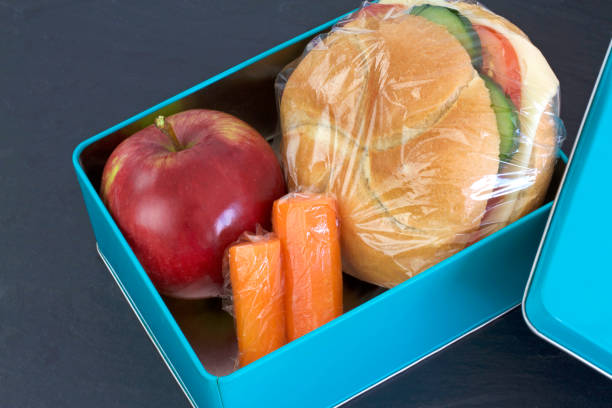 istock Lunch box, cheese sandwich, apple and carrots 843257812