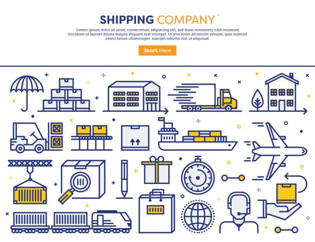 stockillustraties, clipart, cartoons en iconen met verzending services-concept - container ship