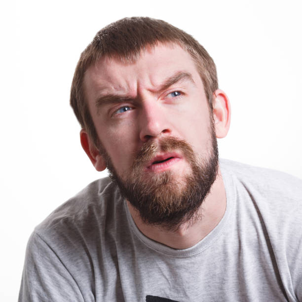istock Suspicious worried man portrait isolated 843264092