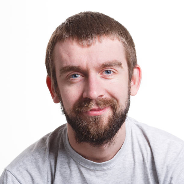 istock Facial expression, emotions, cheerful man smiling, close up 843264228
