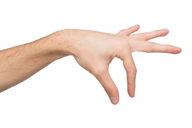 istock Male hand picking up something, cutout 843265658