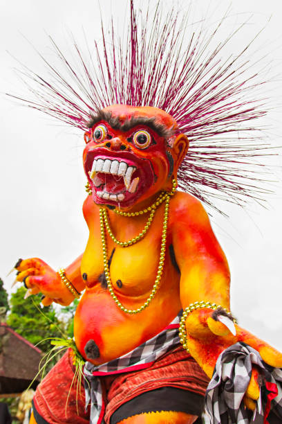 balinese new year - bali sculpture balinese culture human face imagens e fotografias de stock