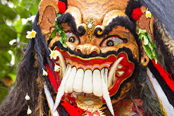 balinese new year - bali sculpture balinese culture human face imagens e fotografias de stock