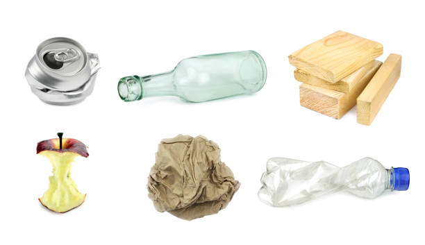 garbage separation recycling - paper glass imagens e fotografias de stock