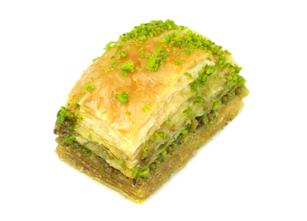 istock Delicious Turkish baklava with green pistachio nuts. 843270024