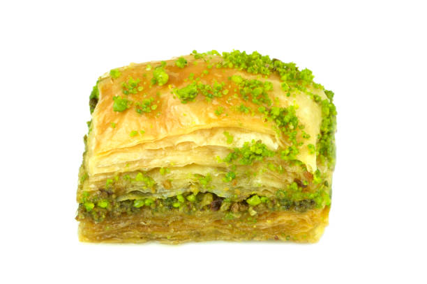 istock Delicious Turkish baklava with green pistachio nuts. 843270036