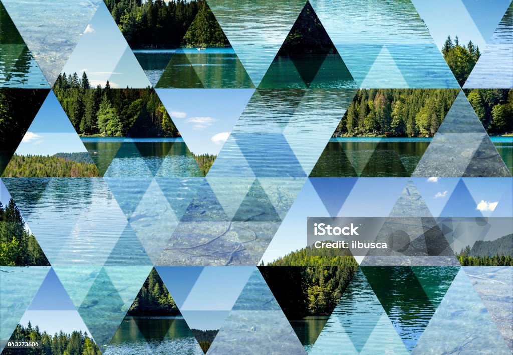 Abstract triangle mosaic background: Fusine Lake Triangle Shape Stock Photo