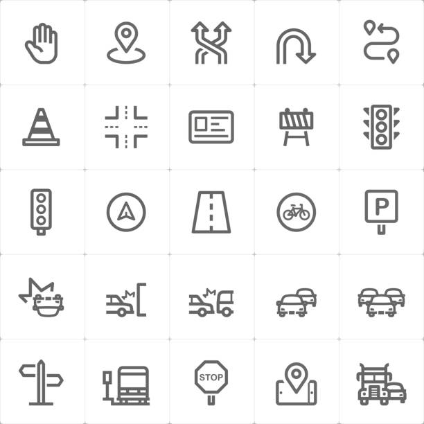 mini-icon-set - verkehr symbol vektor-illustration - autobahn stau stock-grafiken, -clipart, -cartoons und -symbole