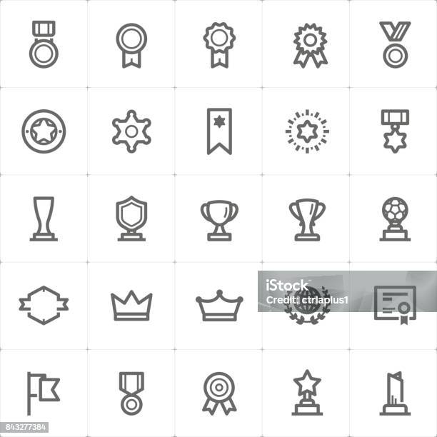 Mini Icon Set Award Icon Vector Illustration Stock Illustration - Download Image Now - Trophy - Award, Award, Crown - Headwear