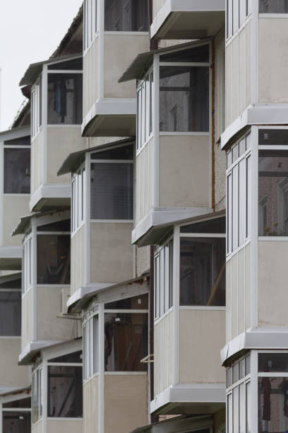 istock Many of identical balconies on living building 843277402