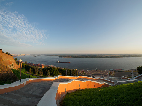 panoramic view of volga river from chkalov staircase in nizhniy novgorod