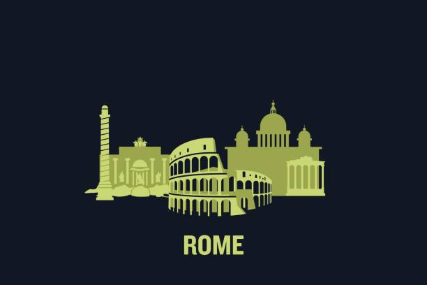 ilustrações de stock, clip art, desenhos animados e ícones de skyline illustration of rome. flat vector design. - rome italy skyline silhouette