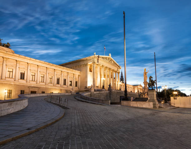 istock Austrian Parliament building on Ring Road in Vienna 843288892