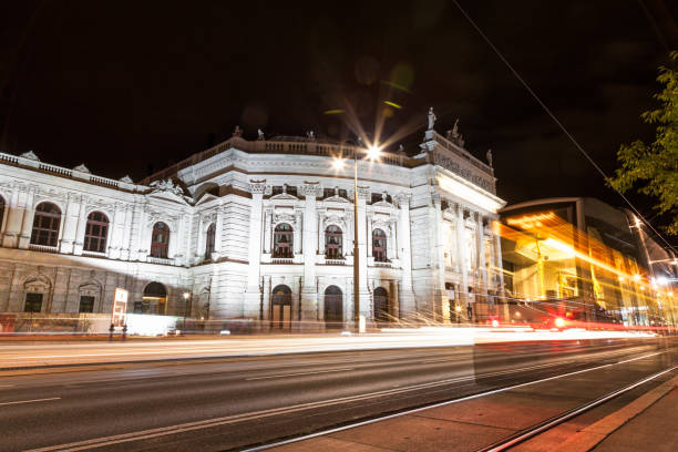 Burgtheater in Vienna Austia at night Famous Burgtheater in Vienna Austia at night burgtheater vienna stock pictures, royalty-free photos & images
