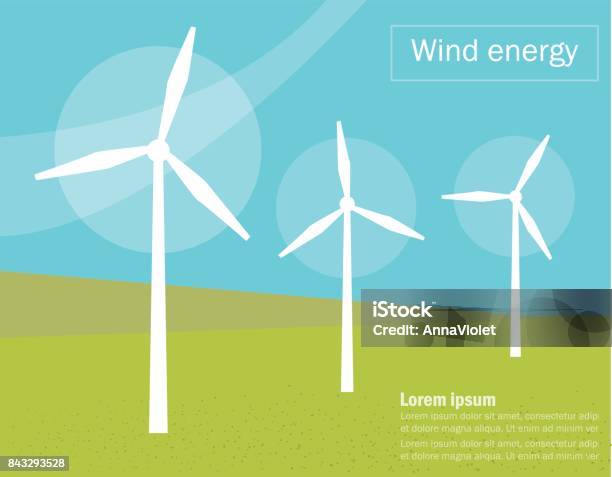 Windgeneratoren Vektor Stock Vektor Art und mehr Bilder von Windkraftanlage - Windkraftanlage, Windenergie, Windmühle