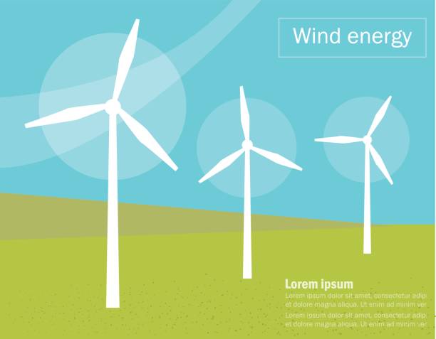 ilustrações, clipart, desenhos animados e ícones de geradores de vento. vector - wind turbine