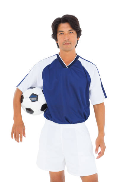 istock Football player in blue holding ball 843296980