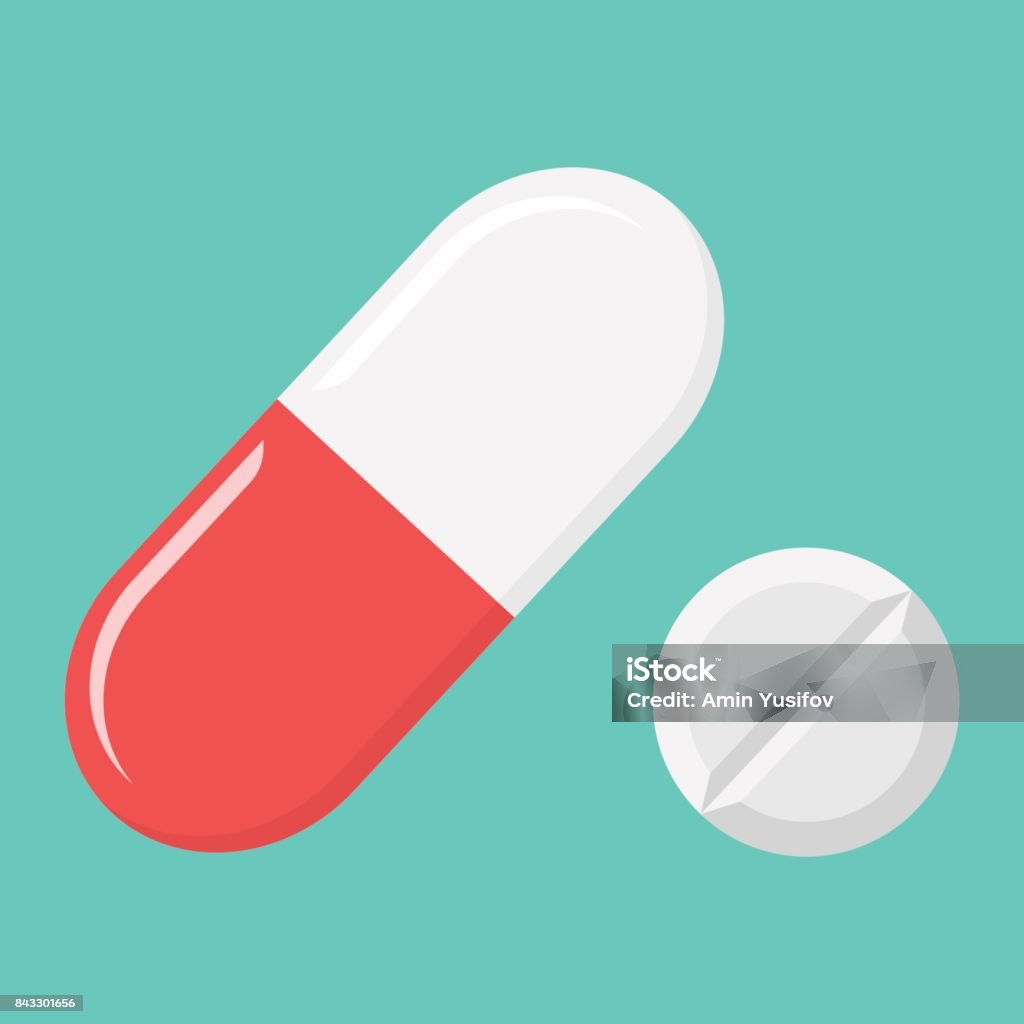 Pills flat icon, medicine and healthcare, drug sign vector graphics, a colorful solid pattern on a cyan background, eps 10. Acetylsalicylic Acid stock vector