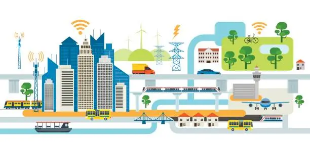 Vector illustration of Smart City Infrastructure