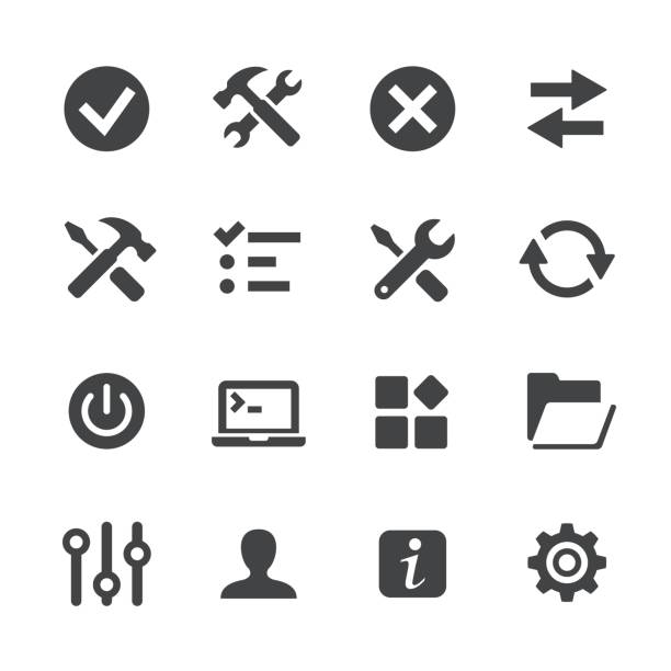 Tool and Setting Icons - Acme Series Tool and Setting Icons work tool stock illustrations