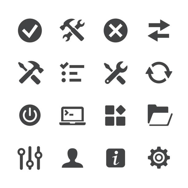 Tool and Setting Icons - Acme Series Tool and Setting Icons spanner stock illustrations