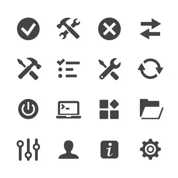 Vector illustration of Tool and Setting Icons - Acme Series