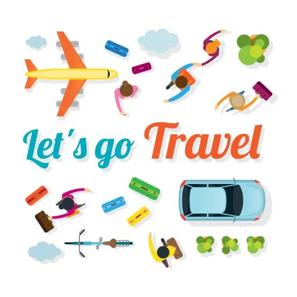 Vector illustration of People with Vehicles, Travel