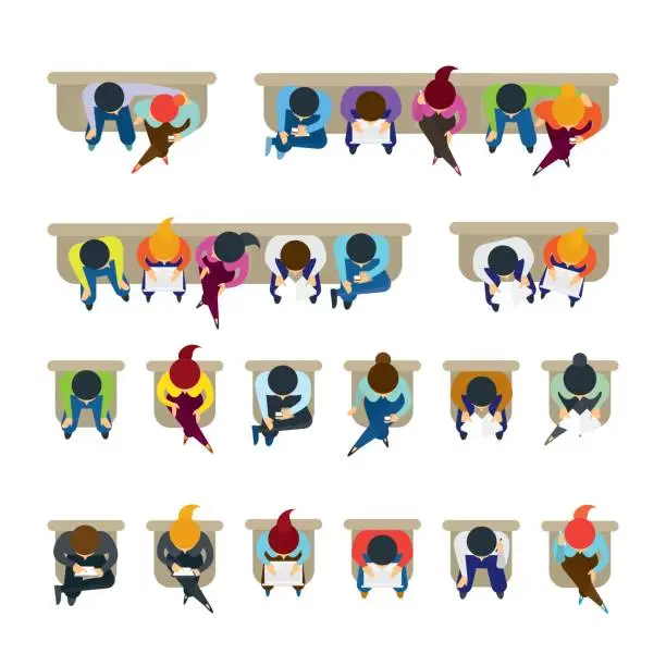 Vector illustration of People Sitting on Chairs